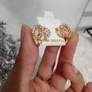 18k gold filled virgin mary earrings